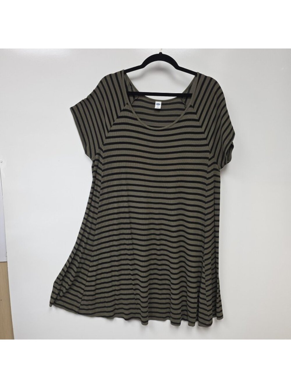 Old Navy Dress Womens XXL Green Stripe Short Sleeve Knit Swing T-Shirt Casual
